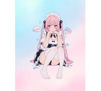 Kawaii Maid Aesthetic College Ruled Notebook: Cute Anime Girl Journal with Pink Lined Pages - 90 Pages, 8.5" × 11 Pastel Aesthetic School Supplies