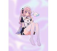 Kawaii Maid Anime Notebook - Cute College Ruled Journal: Pastel Aesthetic Pink Lined Pages with Anime Maid Illustrations, 90 Pages Large Size (8.5×11)