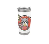 Kawaii Mapache Comiendo Fideos Ramen Japonés Sun Girls Anime Vaso térmico de acero inoxidable de doble pared