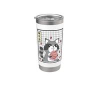 Kawaii Mapache Fresa Leche Japonés Grid Chica Adolescente Anime Vaso térmico de acero inoxidable de doble pared