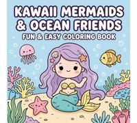 Kawaii Mermaids & Ocean Friends Coloring Book: Cute Underwater Adventures with Mermaids, Dolphins, Sea Turtles & Ocean Animals Coloring Pages for Kids Ages 4-8