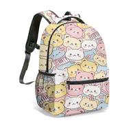 Kawaii - Mochila de oso pastel, bonito oso de dibujos animados de 16 pulgadas con patrón retro de reproductor de cinta de radio, mochila escolar estética japonesa, 02., L, Casual