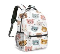 Kawaii - Mochila de oso pastel, bonito oso de dibujos animados de 16 pulgadas con patrón retro de reproductor de cinta de radio, mochila escolar estética japonesa, 03., L, Casual