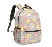 Kawaii - Mochila de oso pastel, bonito oso de dibujos animados de 16 pulgadas con patrón retro de reproductor de cinta de radio, mochila escolar estética japonesa, 01., L, Casual