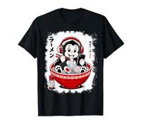 Kawaii Mono Comiendo Fideos Ramen Arte Anime Japonés Camiseta