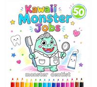 Kawaii Monster Jobs: 50 Cute Monster Characters in Different Jobs - Easy & Fun Coloring Pages for Kids Ages 3-8, Single-Sided Pages for No Bleed, Relaxing Creative Activity Book (Cozy Little Friends)