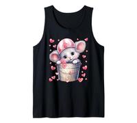 Kawaii Mouse In Valentines Basket For Girls Cute Heart Camiseta sin Mangas