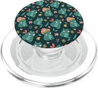 Kawaii Mushroom Frog with Toadstool Cute Floral Fall Pattern PopSockets PopGrip para MagSafe