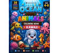 Kawaii Ocean Animals Coloring Book for Kids Ages 4-8: 38 Cute Kawaii Sea Animals to Color, Animal Names in English and French, Bold Easy Outlines, Single-Sided Pages (Color Little Explorers)