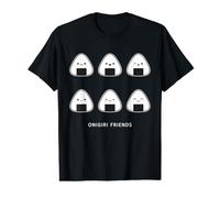 Kawaii Onigiri Friends Cute Japanese Rice Ball Personajes Camiseta gráfica económica