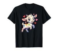 Kawaii Paint Splash Baby Goat with Love Hearts Camiseta