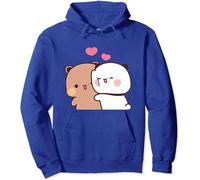 Kawaii Panda Bear Hug Bubu And Dudu Día de San Valentín divertido regalo unisex sudadera con capucha, azul, M