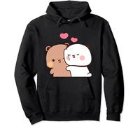 Kawaii Panda Bear Hug Bubu And Dudu Día de San Valentín - Sudadera con capucha unisex, Negro, M