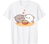 Kawaii Panda Bear Hug Bubu Dudu Valentine Eating Ramen Valentines Days Funny Gift Camiseta Unisex, Blanco, M