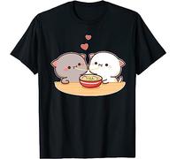 Kawaii Panda Bear Hug Bubu Dudu Valentine Eating Ramen Valentines Days Funny Gift Camiseta Unisex, Negro , S