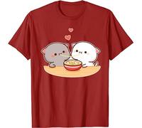 Kawaii Panda Bear Hug Bubu Dudu Valentine Eating Ramen Valentines Days Funny Gift Camiseta Unisex, rojo, L