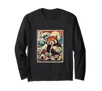 Kawaii Panda Rojo Verter Sake Sushi Ukiyo-e Arte Japonés Manga Larga