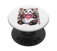 Kawaii Panda with Heart Sweet Panda Bear with a Heart Symbol PopSockets PopGrip Adhesivo