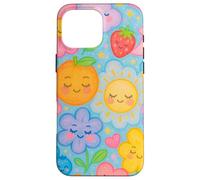 Kawaii Pastel Fruta Flor Nube Luna Sol Diseño Carcasa para iPhone 16 Pro Max