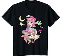 Kawaii Pastel Goth Chibi Anime Girl Skull Cute CreepySnake T-Shirt Black 3XL