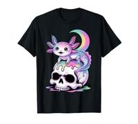Kawaii Pastel Goth Cute Creepy Axolotl Bat Skeleton Camiseta