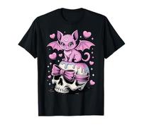 Kawaii Pastel Goth Cute Creepy Cat Bat Skeleton Men Women Camiseta