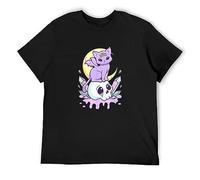 Kawaii Pastel Goth Cute Creepy Witchy Cat and Skull T Shirt Black XXL