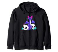 Kawaii Pastel Goth Lindo gato espeluznante alas de murciélago calaveras arañas Sudadera con Capucha