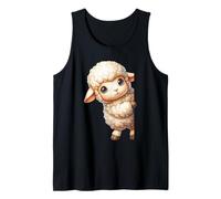 Kawaii Peeking Cordero Lindo Bebé Oveja Ilustración Camiseta sin Mangas