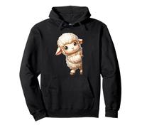 Kawaii Peeking Cordero Lindo Bebé Oveja Ilustración Sudadera con Capucha