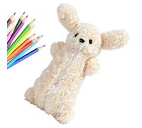 Kawaii Pencil Case with Zipper Plush Cartoon Pouch Large Capacity Stationer | 11x5x4" soft plush cartoon pouch with secure zipper. High-capacity stationery organizer for school, kids & teens.