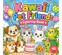 Kawaii Pet Friends Coloring Book for Kids: 40 Cute and Easy Coloring Pages of Adorable Animals, Puppies, Kittens, and Friends for Boys, Girls, and Toddlers Ages 4-8 (8.5 x 8.5 Inches)