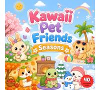 Kawaii Pet Friends Seasons: Cute Animal Coloring Book with Four Seasons Scenery, 40 Pages for Kids and Preschoolers, Square Size 8.5x8.5 Inches