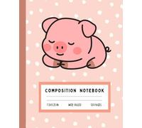 Kawaii Pig Notebook: Adorable Pink Pig Composition Book for Girls | Wide Ruled | 7.5" x 9.25" | 120 Pages | Peach Polka Dot Background | Cute Animal School Supplies & Journal