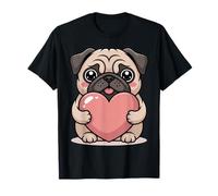Kawaii Pug Valentine Art Cute Puppy Love Sweet Pug Heart Camiseta