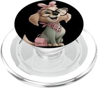 Kawaii Puppy Character Dog Retrato Rosa Leopardo Gafas PopSockets PopGrip para MagSafe