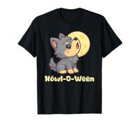 Kawaii Puppy Wolf Howling Moon Chibi Espeluznante Halloween Camiseta