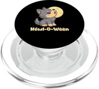 Kawaii Puppy Wolf Howling Moon Chibi Espeluznante Halloween PopSockets PopGrip para MagSafe