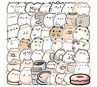 Kawaii Pusheen - Pegatinas para botella de agua para ordenador, tazas, guitarras y teléfonos, 50 unidades, vinilo