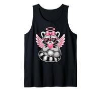 Kawaii Raccoon Valentine's Day Angel with Heart Sunglasses Camiseta sin Mangas