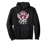 Kawaii Raccoon Valentine's Day Angel with Heart Sunglasses Sudadera con Capucha