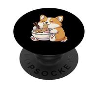 Kawaii Ramen Bowl Corgi Anime Cultura Japonesa Manga Fideos PopSockets PopGrip Adhesivo
