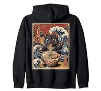Kawaii Ramen Cat Japanese Wave Art Retro Anime Amante de los Fideos Sudadera con Capucha