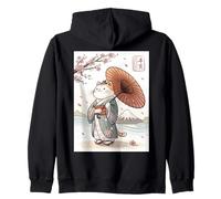 Kawaii Retro Japón Anime Gato Kimono Paraguas Sakura Japonés Sudadera con Capucha