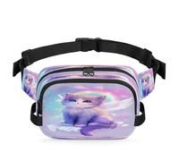 Kawaii - Riñonera multifunción con alas de ángel y gato, para viajes, deportes, correr, riñonera, bolsa para mujeres, hombres, niños y niñas, color, XL, Organizador de bolsas