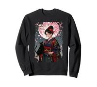 Kawaii Samurai Girl Cat Anime Flor de Cerezo Japonés Sudadera