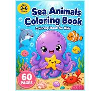 Kawaii Sea Animals Coloring Book for Kids Ages 3-6: 60 Cute Ocean Creatures to Color - Fun & Easy Coloring Pages with Big Bold Lines for Toddlers and Preschoolers