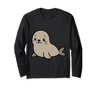 Kawaii Seal Cute Cartoon Ocean Animal Ilustración Manga Larga
