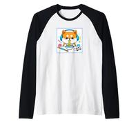 Kawaii Shiba Inu Comer Ramen Dog Gamer Camiseta Manga Raglan