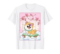 Kawaii Shiba Inu Flor de Cerezo Japanese Aesthetic Camiseta